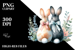 Creative Back View of Sitting Bunnies, High-Quality PNG Product Image 2