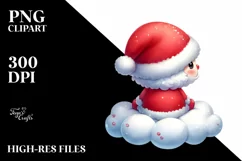 Cute Santa on a Cloud with Snow Flakes PNG Product Image 3