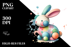 Colorful Pastel Bunny Made of Wood, PNG Product Image 2