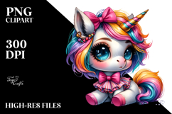 Cute Baby Unicorn with Cool Haircut PNG Product Image 2