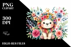 colorful Cute Lion Floral | Sublimation | Clipart Product Image 3