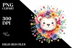 Colorful Baby Lion Floral Clipart Product Image 1