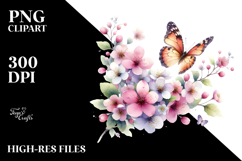 Spring Butterfly Flower Painting, PNG Product Image 2