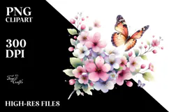 Spring Butterfly Flower Painting, PNG Product Image 2