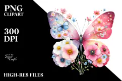 Spring Butterfly Watercolor Painting PNG Product Image 2