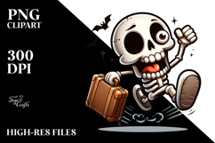 Cartoon Animal Skull with Travel Suitcase PNG Product Image 2