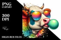 Quirky Colored Cow Portrait | Sublimation | Clipart Product Image 3