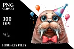 Expressive Walrus Caricature Watercolor Clipart Product Image 3