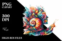 Vibrant Artistic Watercolor Snail | Sublimation Clipart Product Image 3