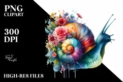 Vibrant Artistic Watercolor Snail | Sublimation Clipart Product Image 3