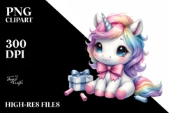 Cute Baby Unicorn Tumbling, PNG Product Image 1