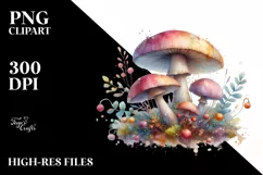 Detailed Glossy Mushroom with Watercolor Splash PNG Product Image 1