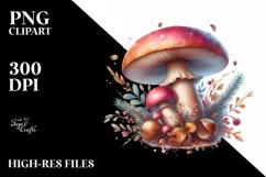 Detailed Glossy Mushroom with Watercolor Splash PNG Product Image 3
