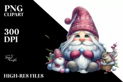 Detailed Winter Gnome Watercolor PNG Product Image 1