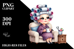 Old Lady Sofa Hair Curlers Mug | Sublimation, Clipart Product Image 2