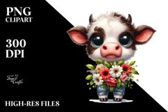 Baby Cow with Flower Bouquet | Clipart Product Image 3