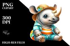 Cute Baby Rhino Clipart, PNG Product Image 2
