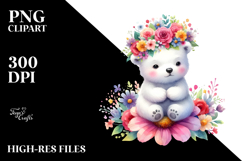 Cartoon-Style Polar Bear Flower Crown | Clipart Product Image 2