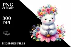 Cartoon-Style Polar Bear Flower Crown | Clipart Product Image 1