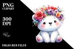 Vibrant Polar Bear Flower Crown Clipart Product Image 2