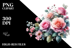 Washed Watercolor Pink Roses White Background | Sublimation, Product Image 2