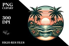 Vintage Tropical Island Sunset | Sublimation | Clipart Product Image 1