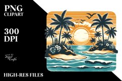 Vintage Tropical Island Sunset | Sublimation | Clipart Product Image 1
