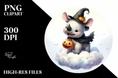 Cute Halloween Rhino PNG Product Image 1