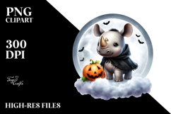 Cute Halloween Baby Rhino PNG Product Image 2