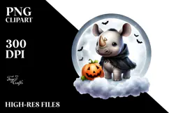 Cute Halloween Baby Rhino PNG Product Image 2