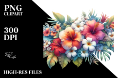 Vibrant Hawaiyan Flowers with Glossy Petals PNG Product Image 2