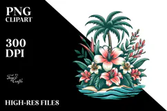 Vintage Tropical Flower Island PNG Product Image 2