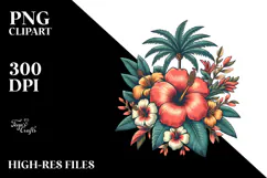 Vintage Tropical Island Waves, PNG Product Image 2