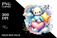 Colorful Baby Bear Star PNG Product Image 2
