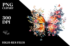 Grunge Butterfly Watercolor Painting PNG Product Image 2