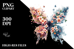 Grunge Butterfly Watercolor Painting PNG Product Image 2