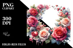 Abstract Red Roses, Watercolor PNG Product Image 2