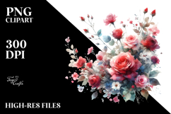 Abstract Red Roses, Watercolor PNG Product Image 2