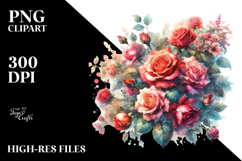 Abstract Red Roses, Watercolor PNG Product Image 2