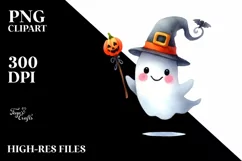 Funny Halloween Ghost Watercolor Clipart Product Image 3