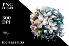 Colorful Shiny Jasmine Watercolor Splash Clipart Product Image 3