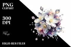 Colorful Shiny Jasmine Watercolor Splash Clipart Product Image 3
