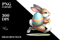 Funny Running Easter Egg Bunny, PNG Product Image 2