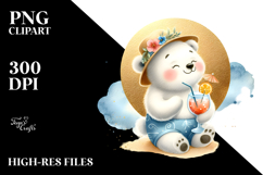 Cute Polar Bear in Beachwear PNG Product Image 2
