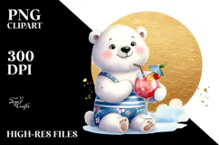 Cute Polar Bear in Beachwear PNG Product Image 2