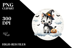 Cute Baby Zebra Cloud Halloween PNG Product Image 2