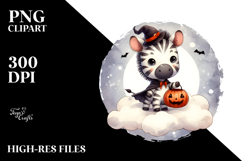 Cute Zebra Halloween Clipart PNG Product Image 2
