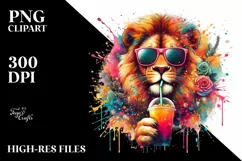 Lion Drinking Sipping | Sublimation | PNG Clipart Product Image 3