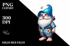 Gnome with Azzure Accents on Beach | Clipart Product Image 1