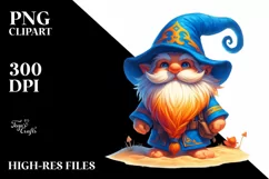 Gnome with Azzure Accents on Beach | Clipart Product Image 3